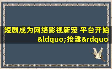 短剧成为网络影视新宠 平台开始“抢滩”短剧赛道